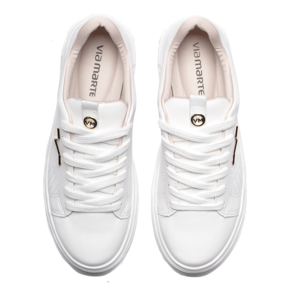 Tênis Feminino Via Marte Flatform Costuras Branco Branco 4