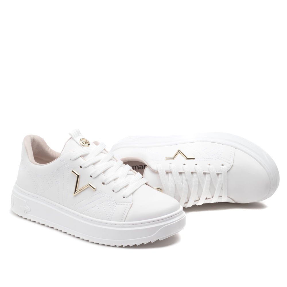 Tênis Feminino Via Marte Flatform Costuras Branco Branco 5