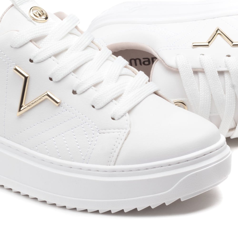 Tênis Feminino Via Marte Flatform Costuras Branco Branco 6