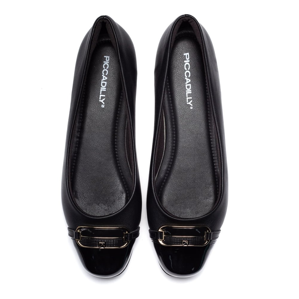 Sapatilha Feminina Piccadilly Raquel Salto Baixo Preto Preto 4