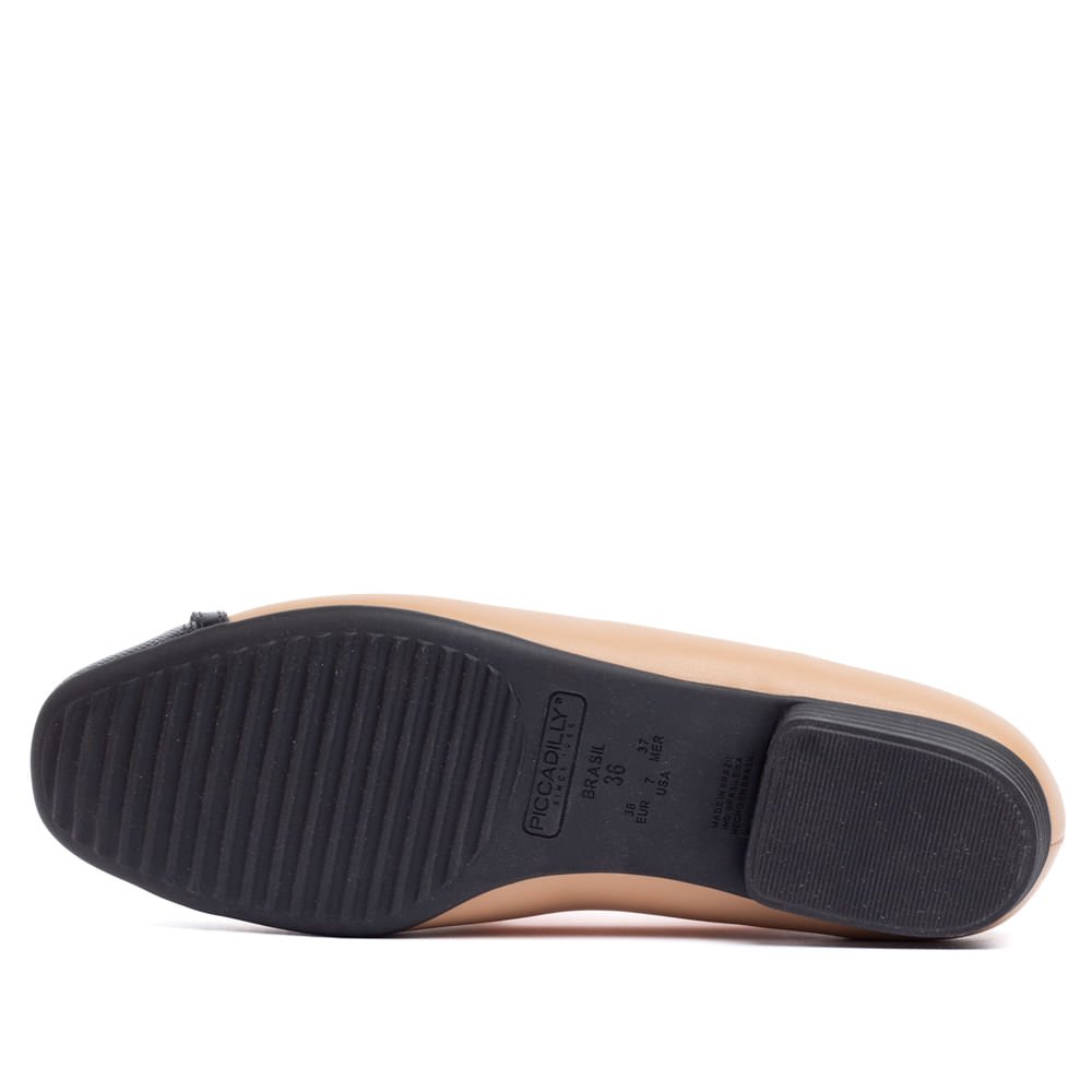 Sapatilha Feminina Piccadilly Raquel Salto Baixo Nude/preto Nude 2