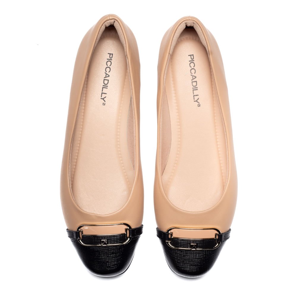 Sapatilha Feminina Piccadilly Raquel Salto Baixo Nude/preto Nude 4
