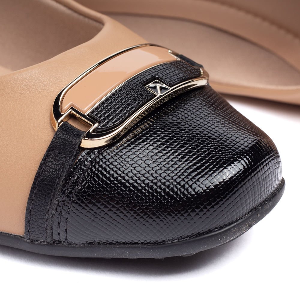 Sapatilha Feminina Piccadilly Raquel Salto Baixo Nude/preto Nude 6