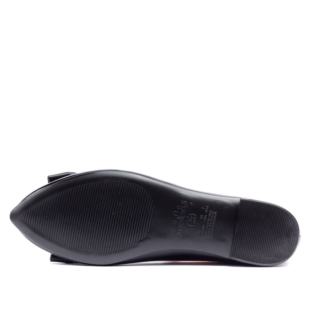 Sapatilha Feminina Moleca Verniz Com Laço Preto Preto 2