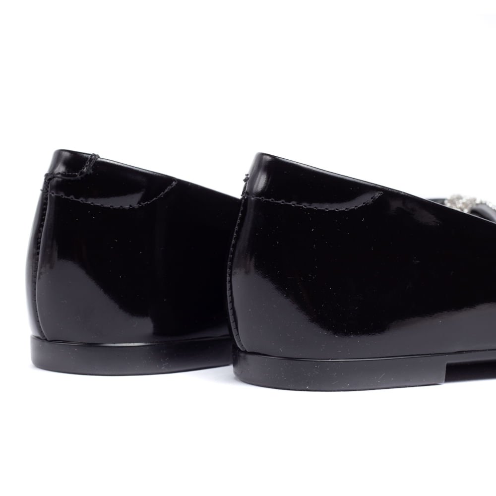 Sapatilha Feminina Moleca Verniz Com Laço Preto Preto 7