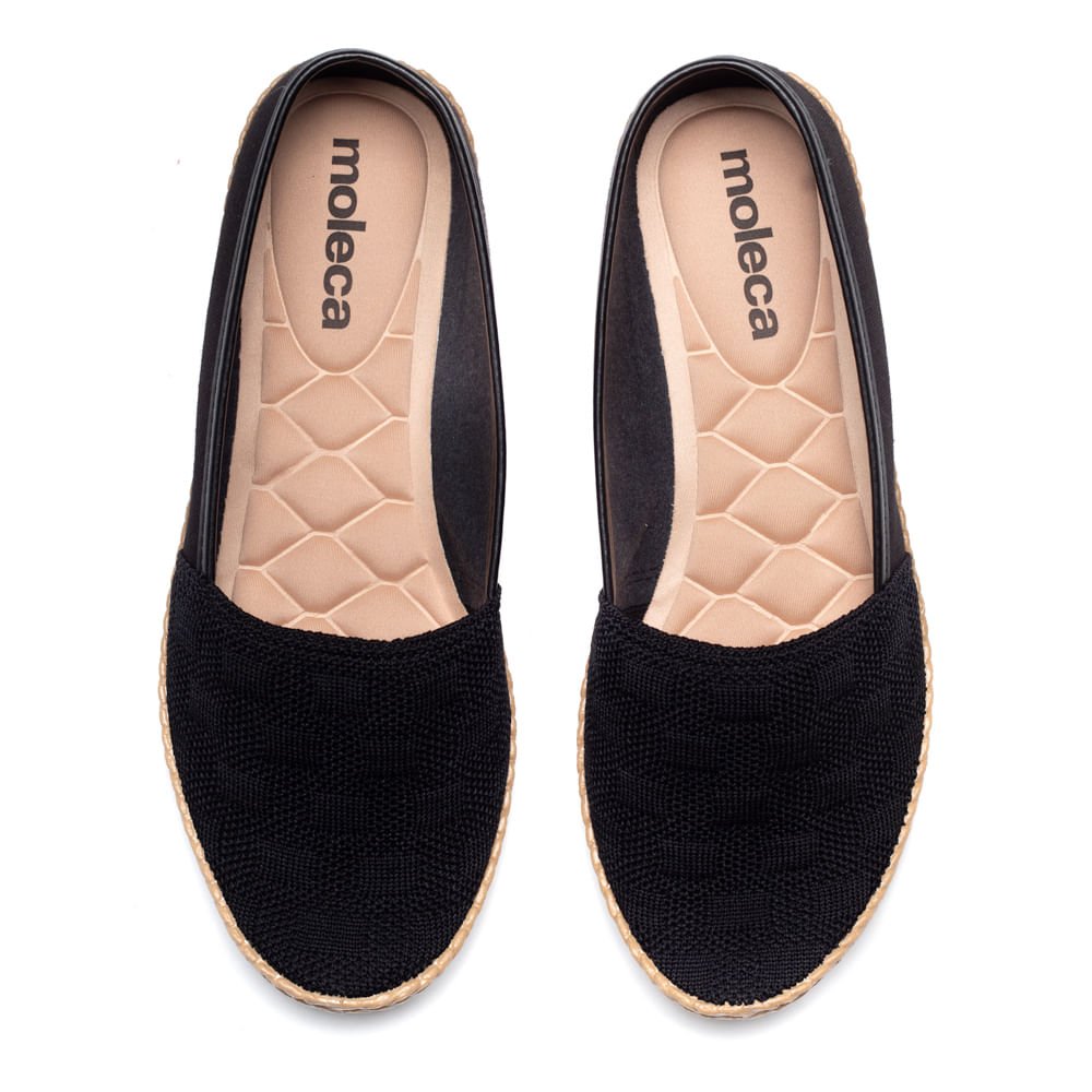 Sapatilha Feminina Moleca Tecido Knit Preto Preto 4