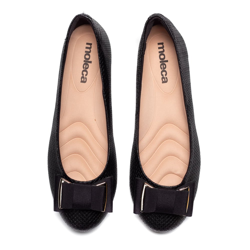 Sapatilha Feminina Moleca Texturizada com Laço Preto Preto 4