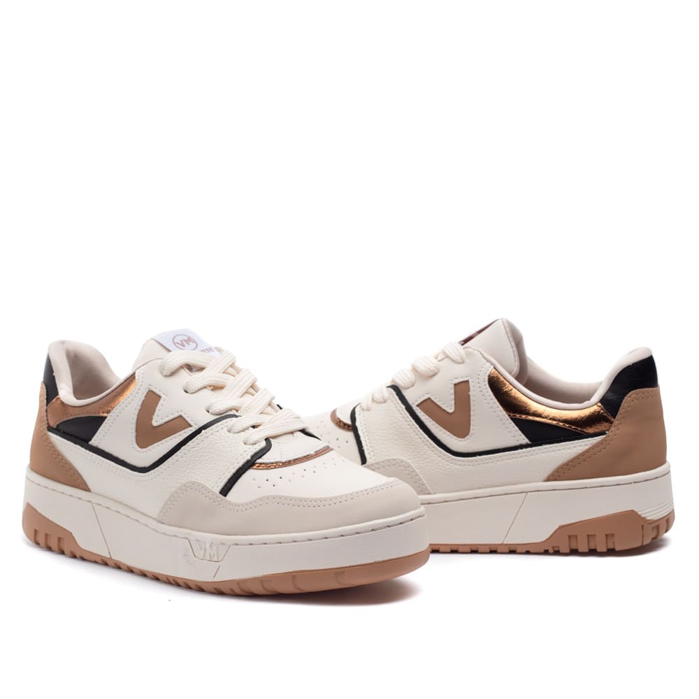 Tênis Feminino Via Marte Flatform com Recortes Bege Bege 5