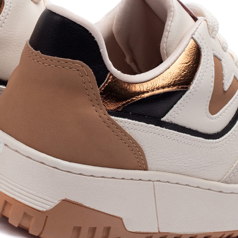 Tênis Feminino Via Marte Flatform com Recortes Bege Bege 7