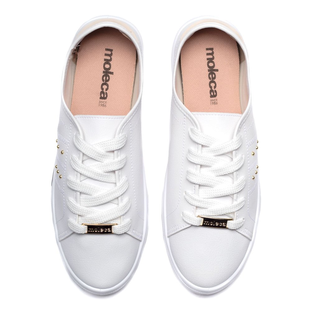 Tênis Feminino Moleca com Aplicações Branco Branco 4