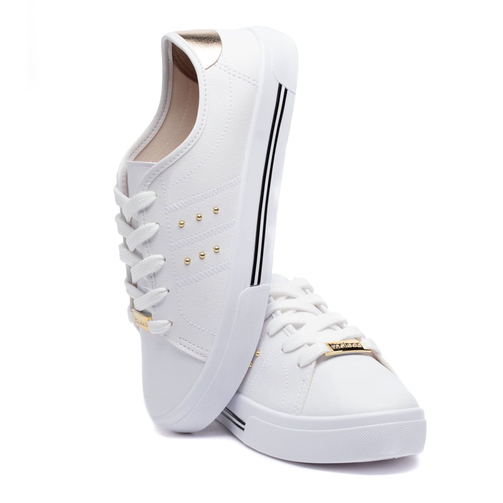 Tênis Feminino Moleca com Aplicações Branco Branco 5