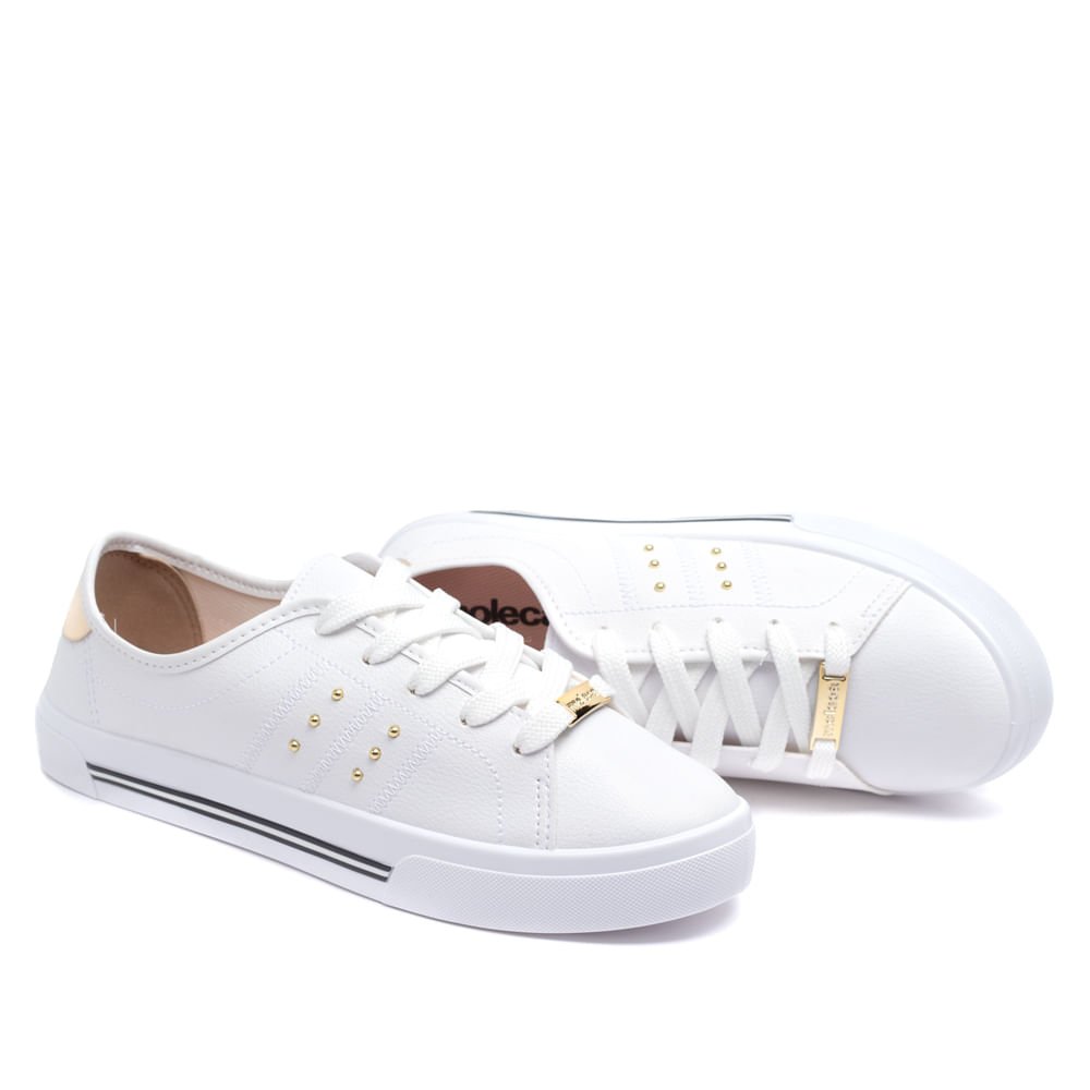 Tênis Feminino Moleca com Aplicações Branco Branco 6