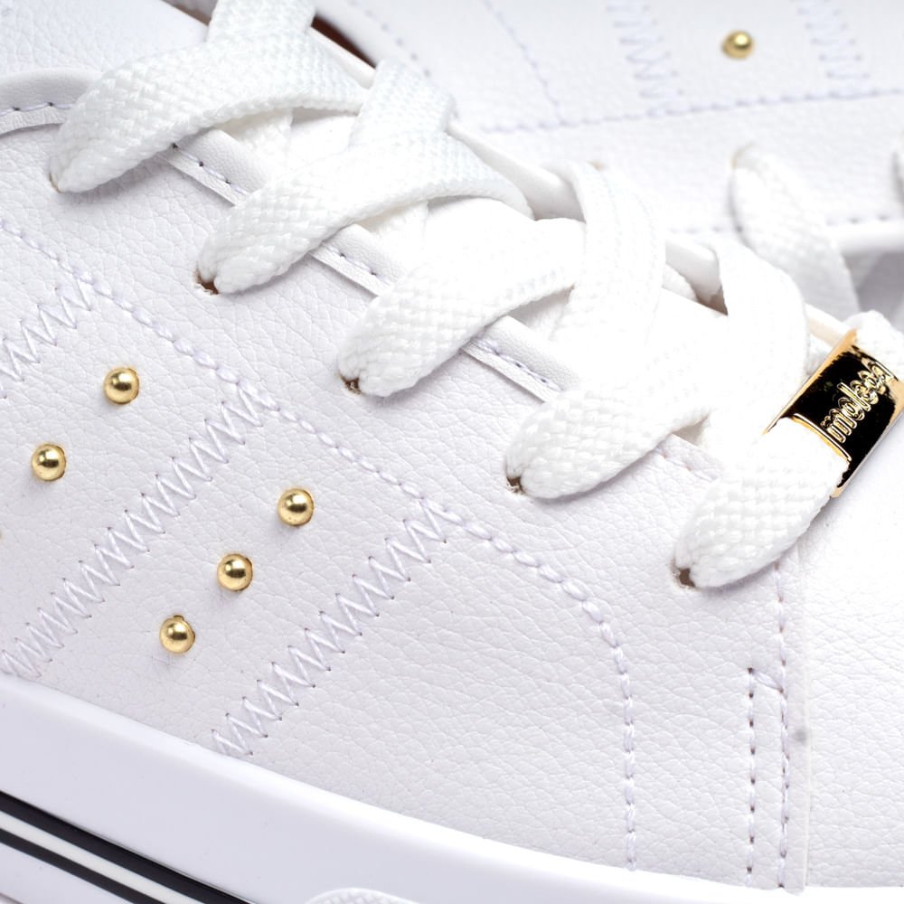 Tênis Feminino Moleca com Aplicações Branco Branco 7