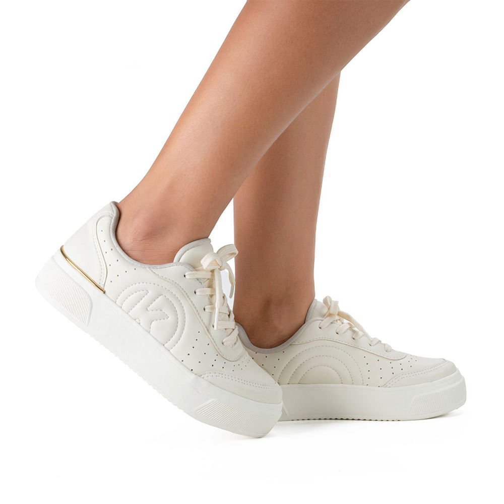 Tênis Feminino Kolosh com Detalhe Dourado Branco Branco 5