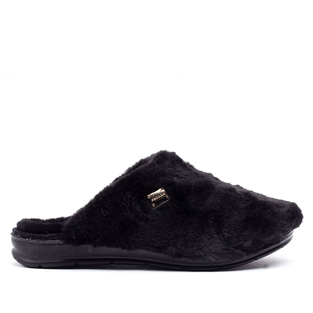 Pantufa Feminina Pegada Peluciada Preto