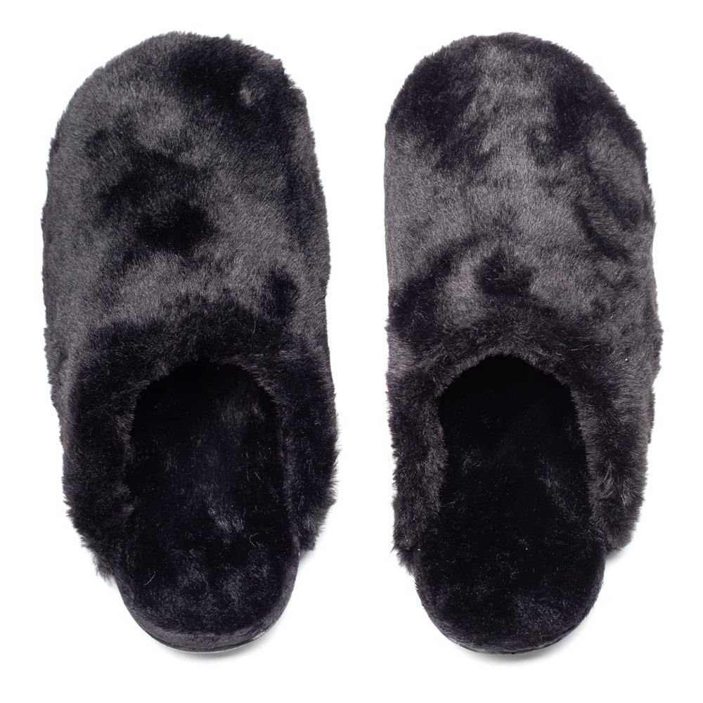 Pantufa Feminina Pegada Peluciada Preto Preto 4