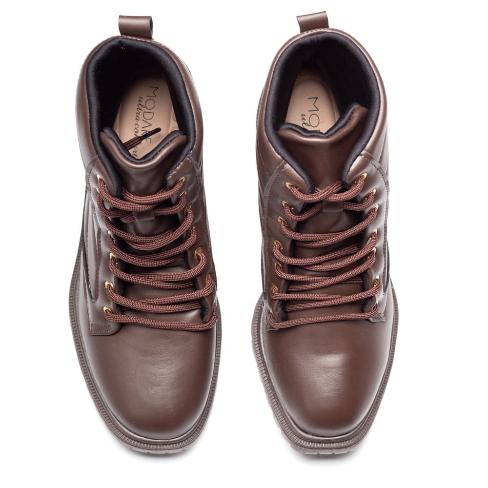 Bota Feminina Modare Cano Curto Com Costuras Café Marrom 4