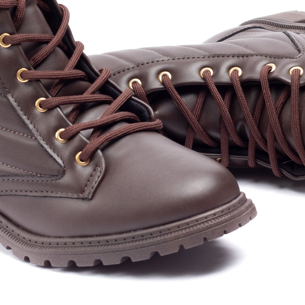 Bota Feminina Modare Cano Curto Com Costuras Café Marrom 6