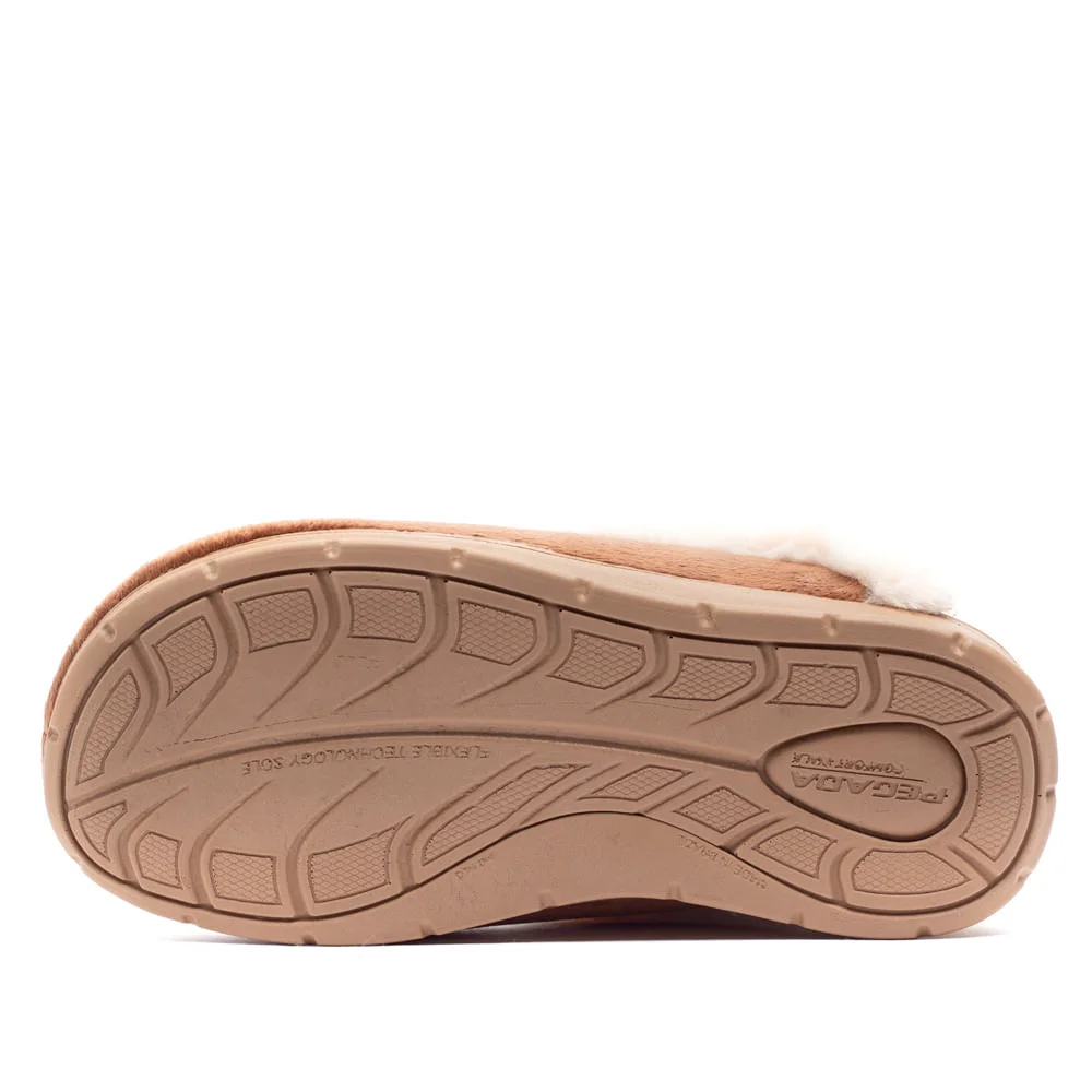 Pantufa Feminina Pegada Com Forro de Pelinho Marrom/bege Marrom/Bege 2