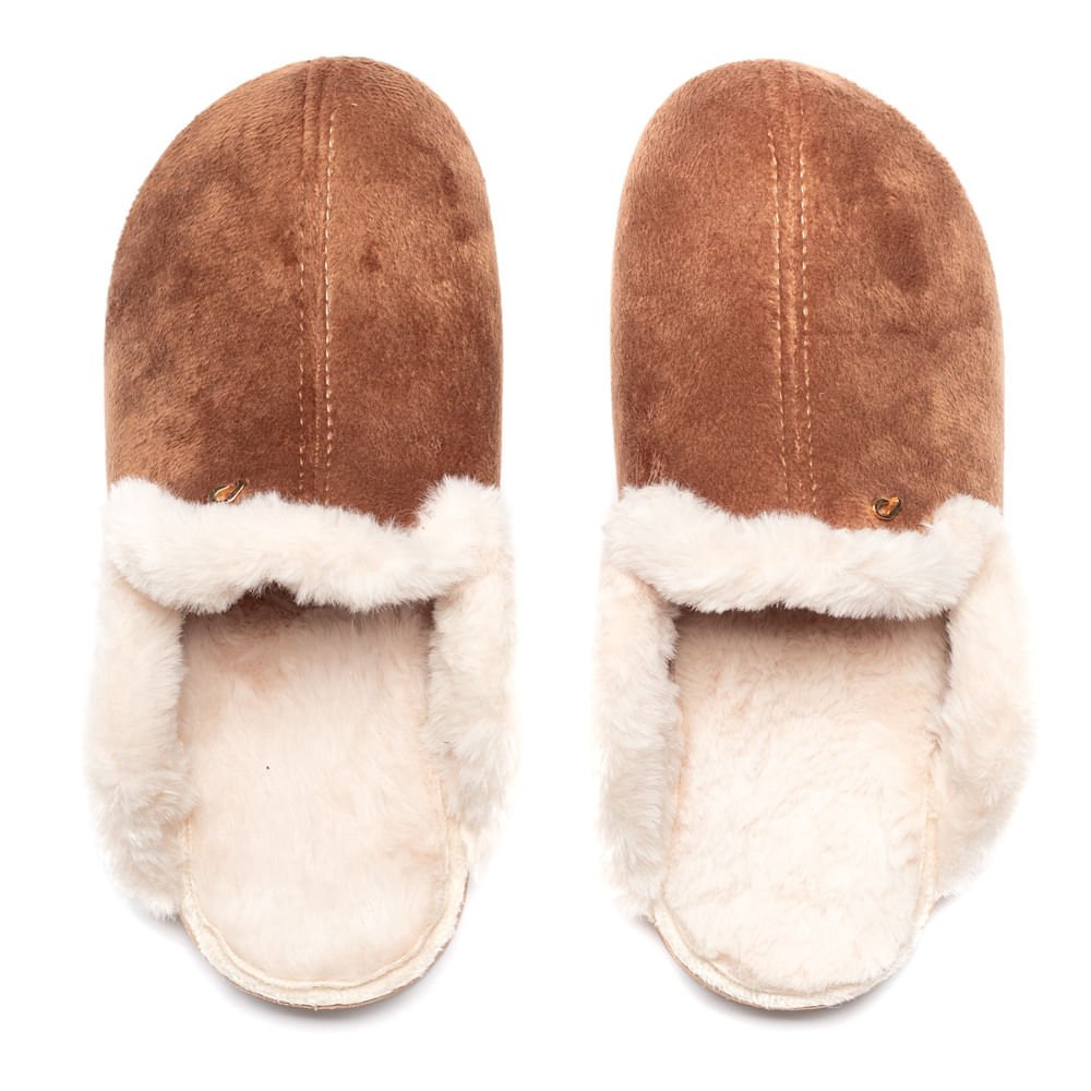 Pantufa Feminina Pegada Com Forro de Pelinho Marrom/bege Marrom/Bege 4