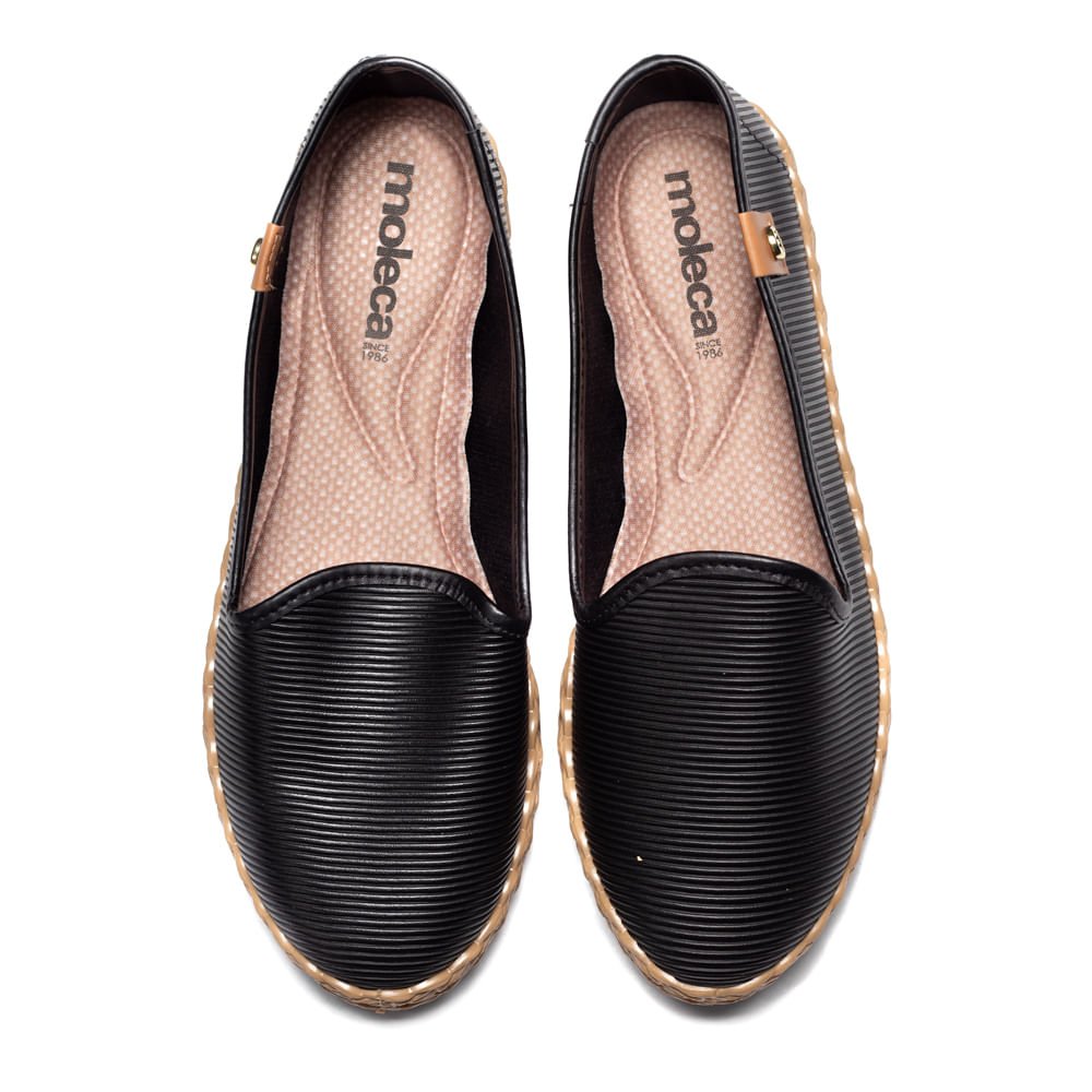 Sapatilha Feminina Moleca Napa Canelado Preto Preto 4