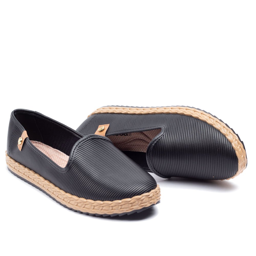 Sapatilha Feminina Moleca Napa Canelado Preto Preto 5