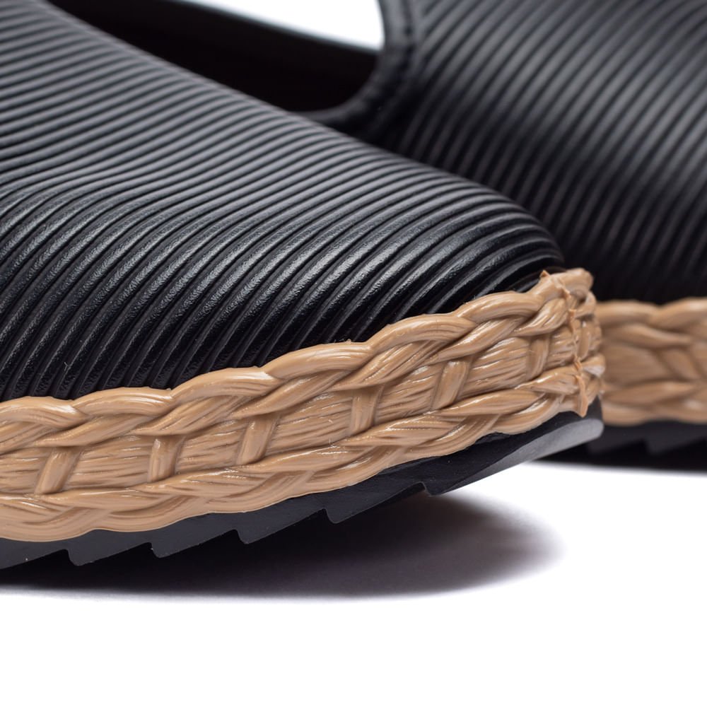 Sapatilha Feminina Moleca Napa Canelado Preto Preto 6