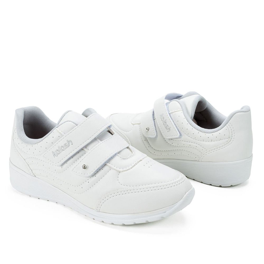 Tênis Feminino Kolosh Casual com Tiras Aderentes Branco Branco 4