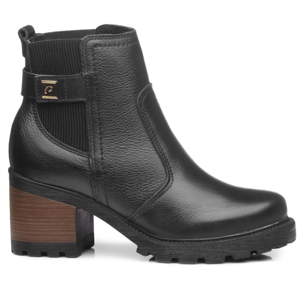Bota Feminina Pegada Chelsea Levels em Couro Preto