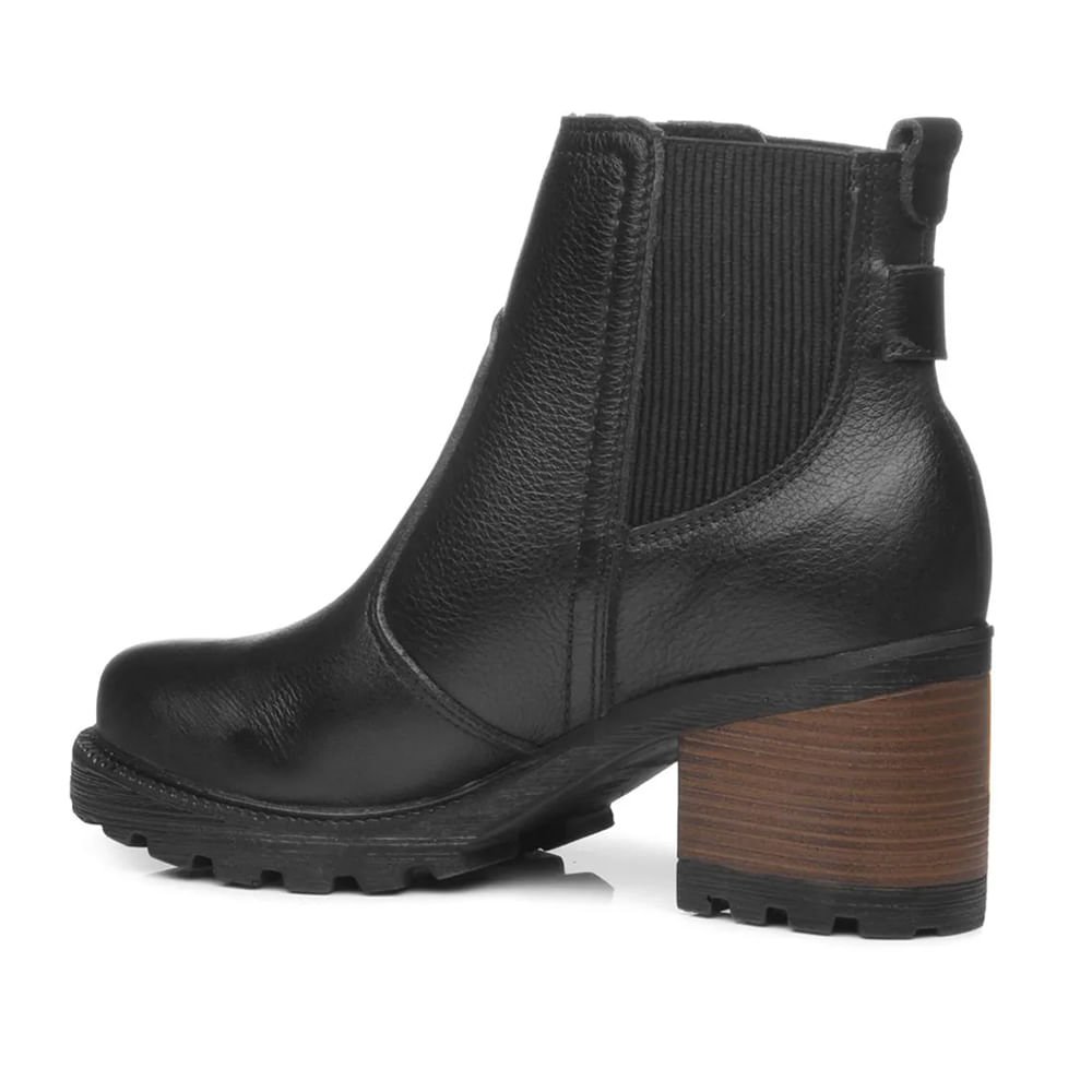 Bota Feminina Pegada Chelsea Levels em Couro Preto Preto 3