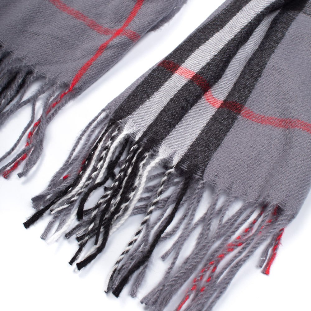 Panama Cachecol Cachecol Feminino Pashmina Xadrez Cinza Cinza