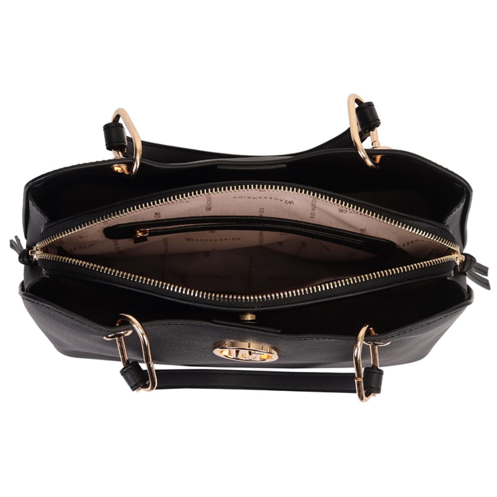 Bolsa Feminina WJ Tiracolo Média Preta Preto 4