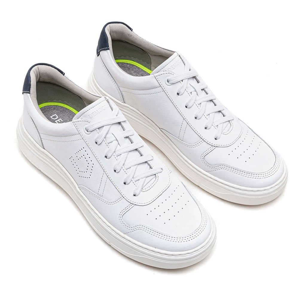 Tênis Masculino Democrata Denim Joe Ultra Light Branco Branco 3