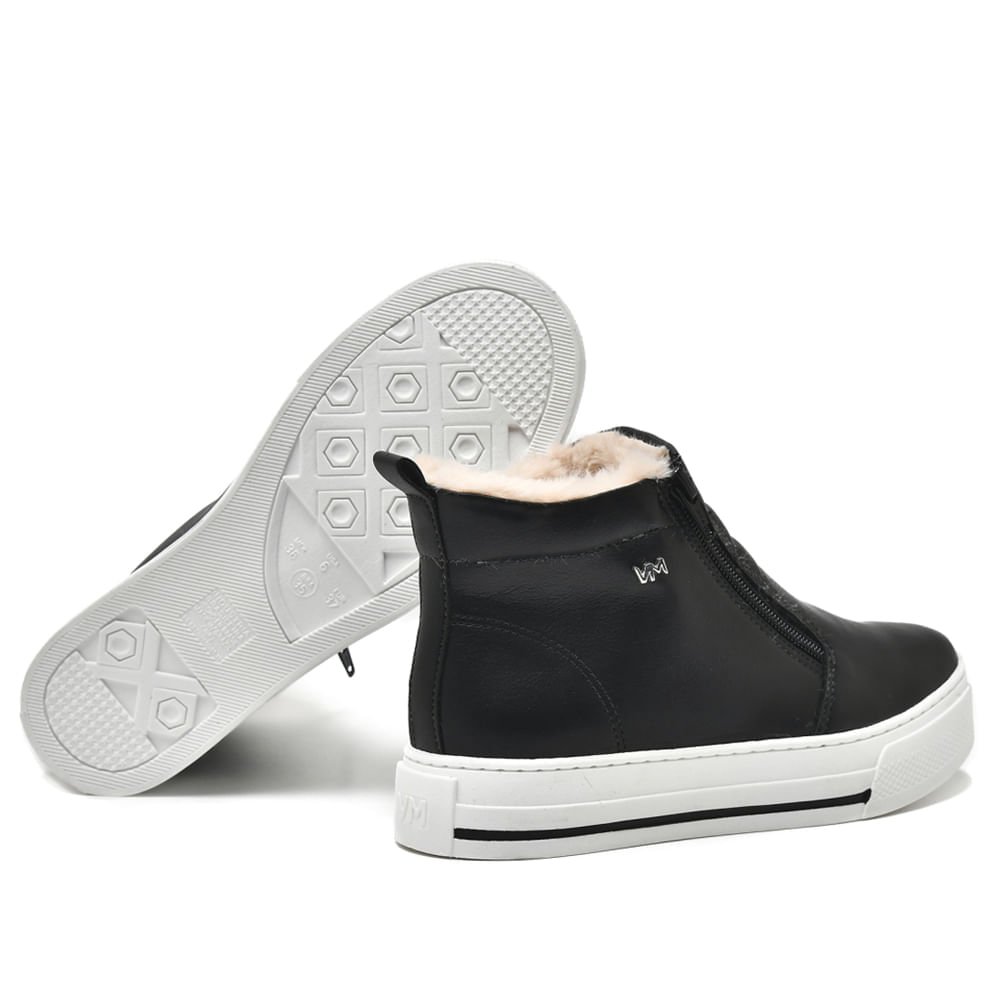Tênis Feminino Via Marte Mid Com Pelo Preto Preto 2