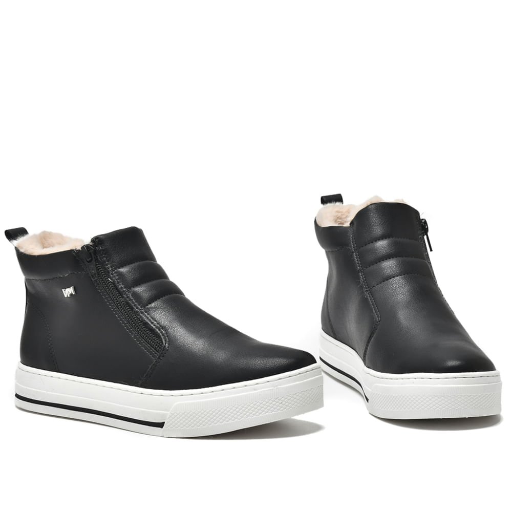 Tênis Feminino Via Marte Mid Com Pelo Preto Preto 4