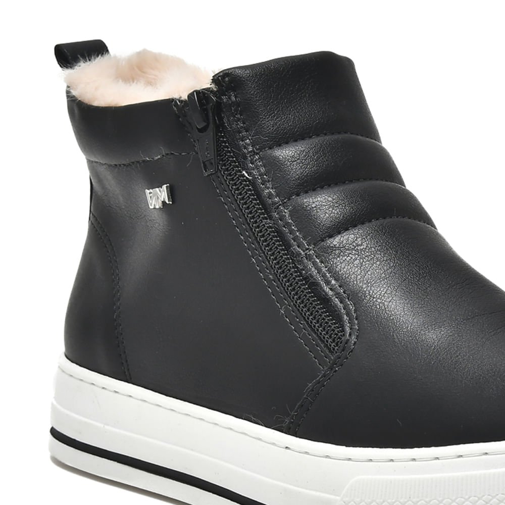 Tênis Feminino Via Marte Mid Com Pelo Preto Preto 5