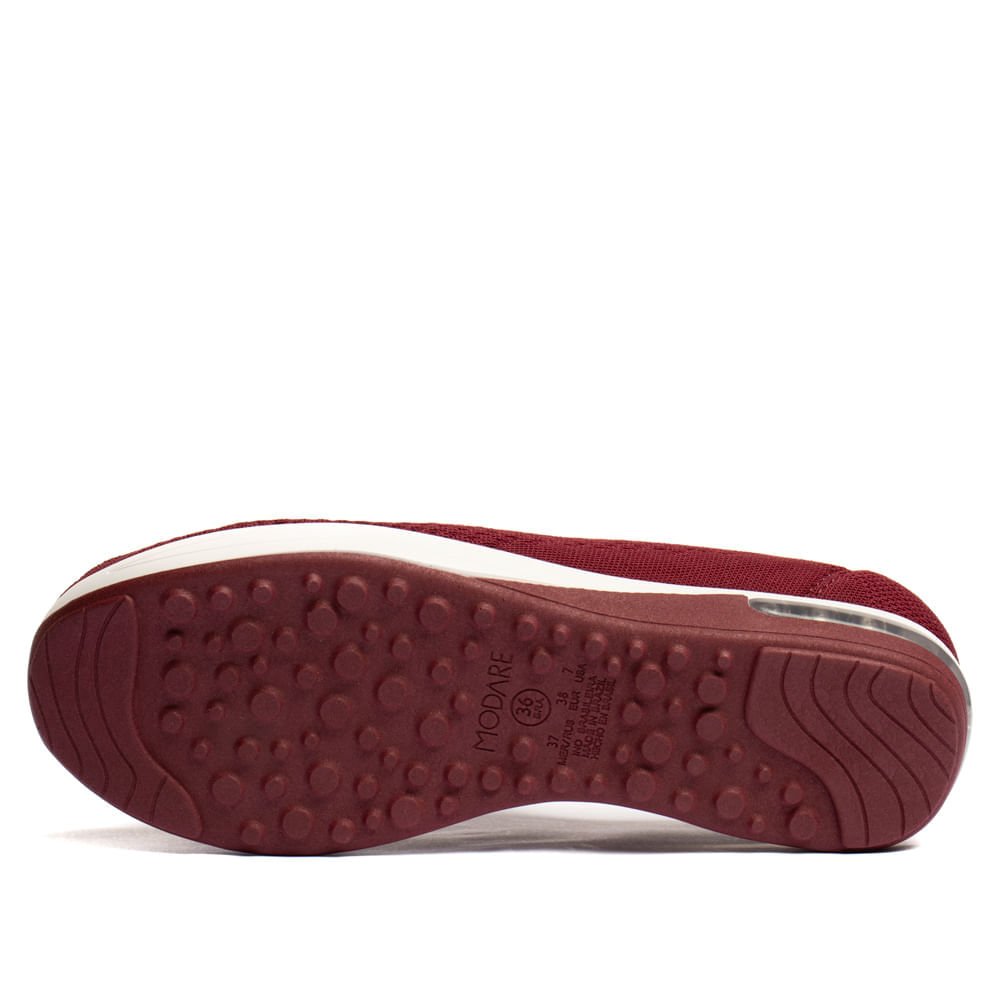 Tênis Feminino Modare Slip On Tecido Vinho Vermelho 2