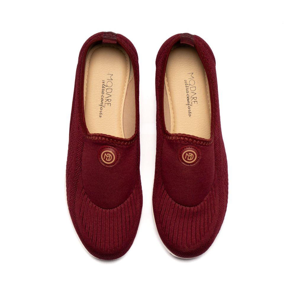 Tênis Feminino Modare Slip On Tecido Vinho Vermelho 4