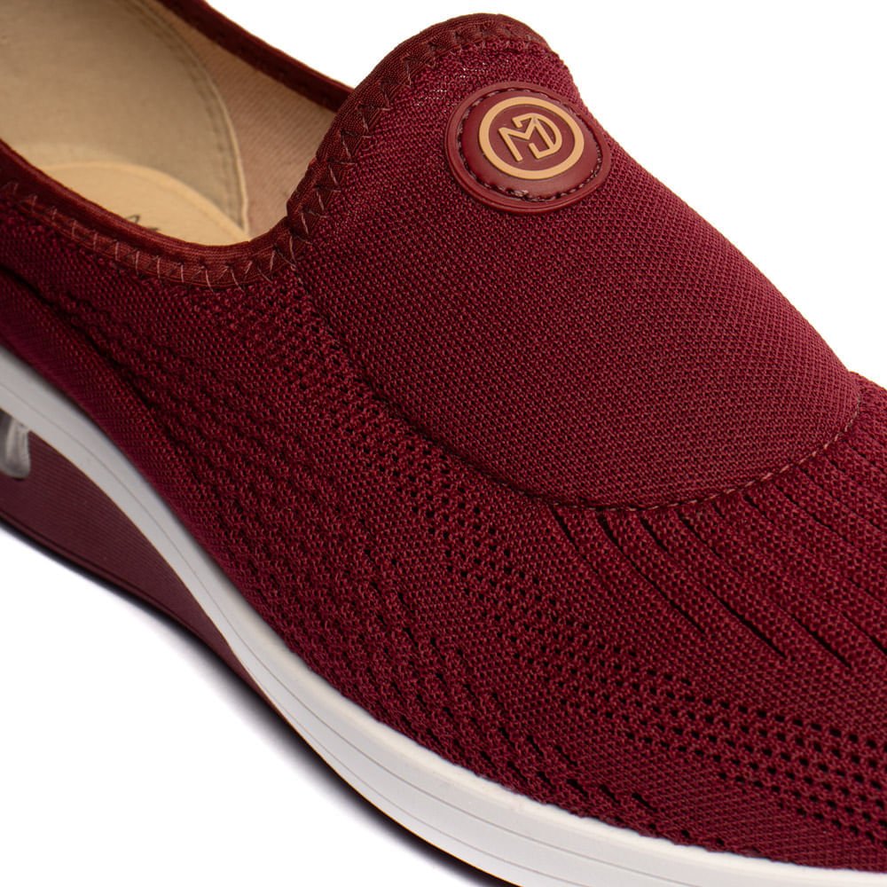 Tênis Feminino Modare Slip On Tecido Vinho Vermelho 6
