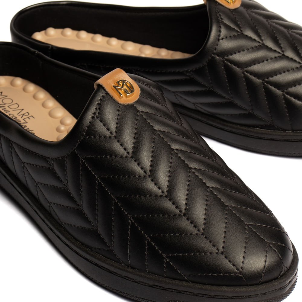 Mule Feminino Modare Matelassê Preto Preto 5
