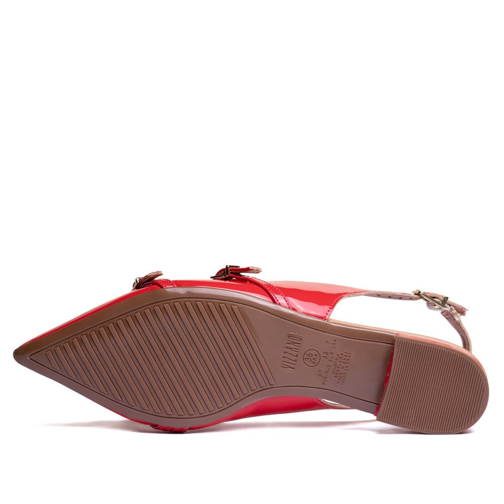 Sapato Feminino Vizzano Slingback com Fivelas Verniz Vermelho Vermelho 2