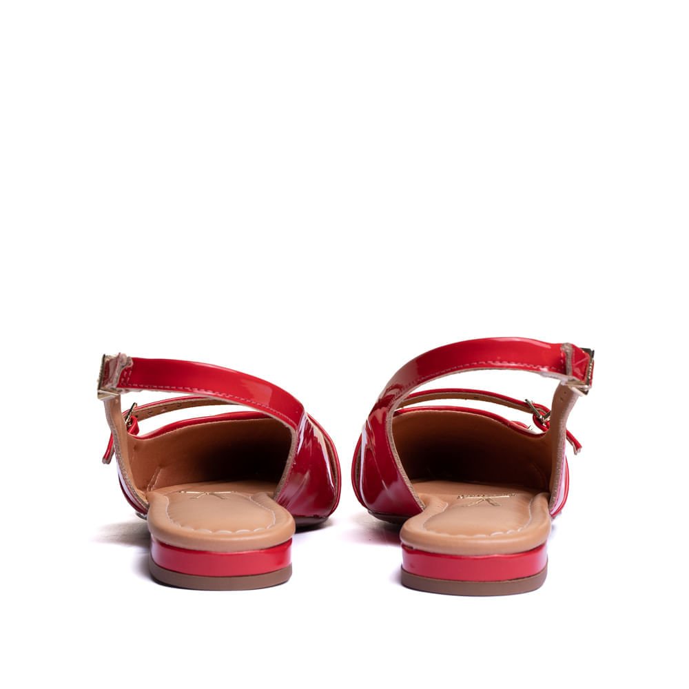 Sapato Feminino Vizzano Slingback com Fivelas Verniz Vermelho Vermelho 3