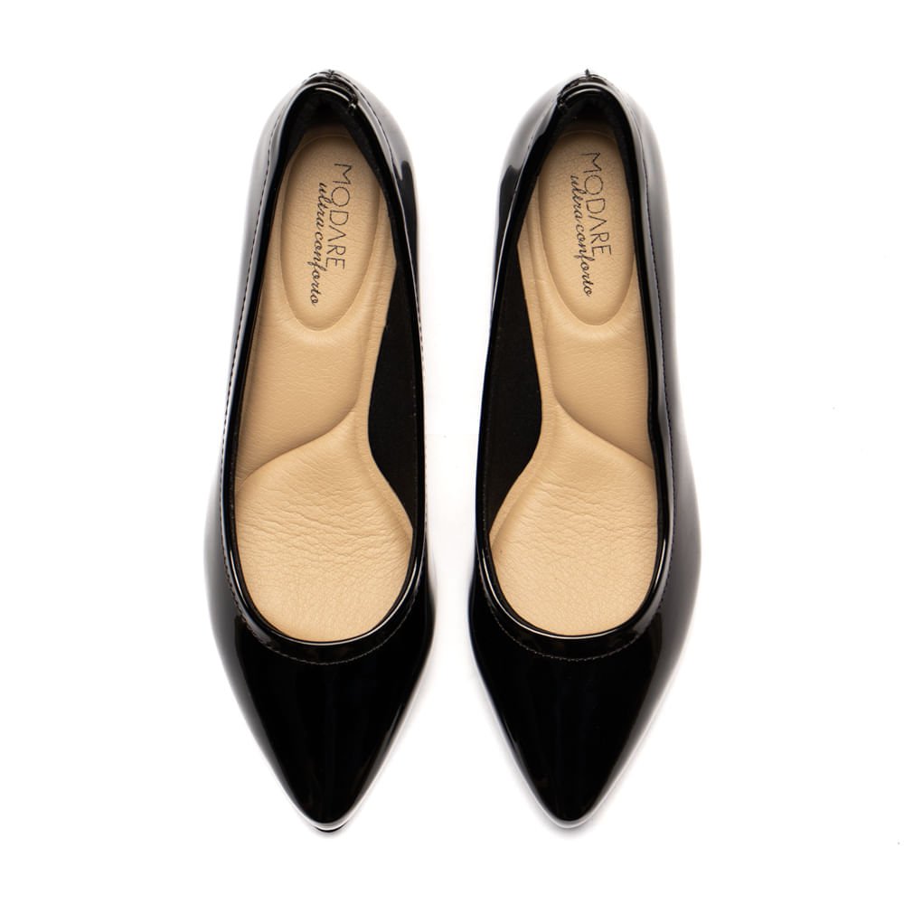 Sapato Feminino Modare Salto Baixo Verniz Preto Preto 4