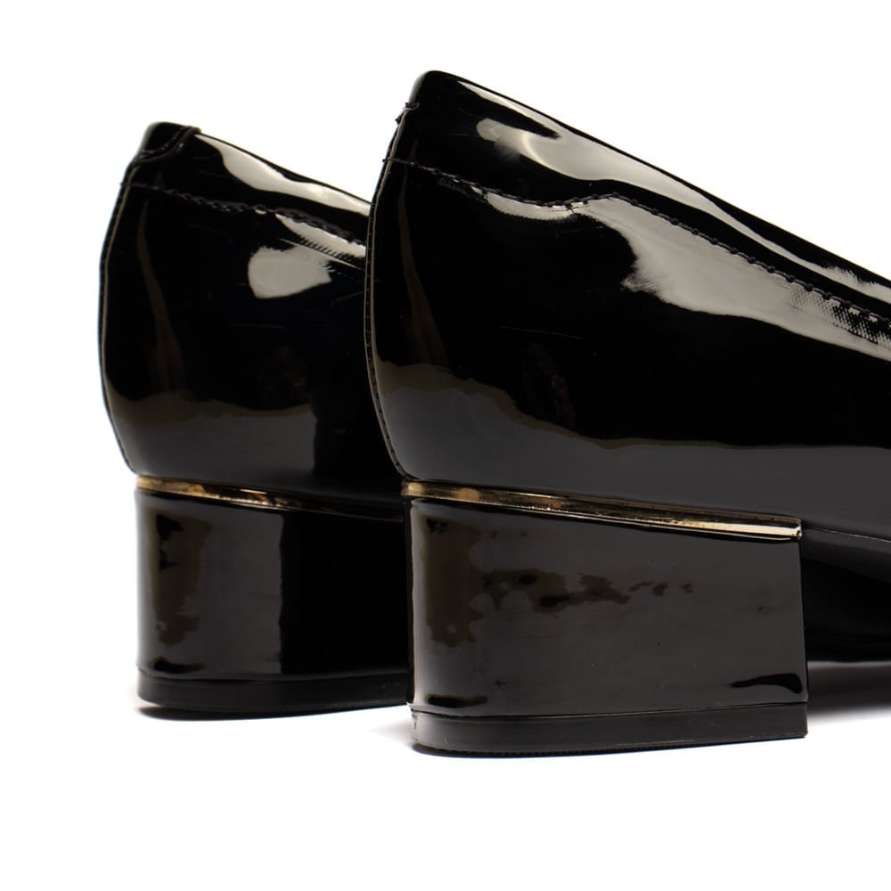 Sapato Feminino Modare Salto Baixo Verniz Preto Preto 5
