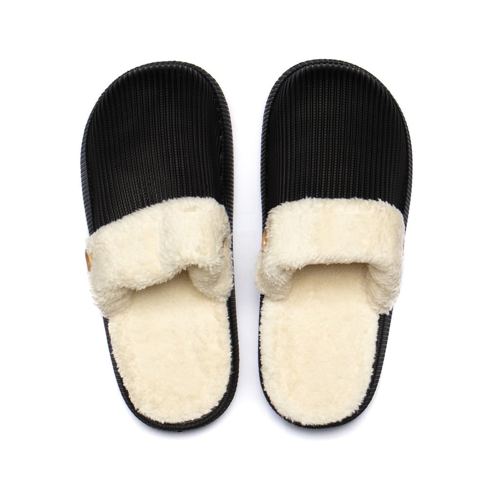Pantufa Feminina Yvate EVA com Forro Peluciado Preto Preto 4