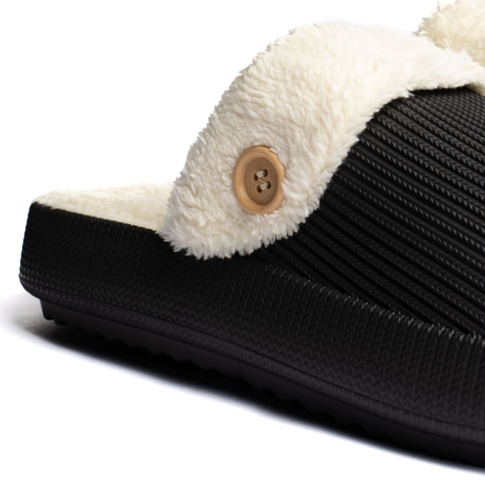 Pantufa Feminina Yvate EVA com Forro Peluciado Preto Preto 5