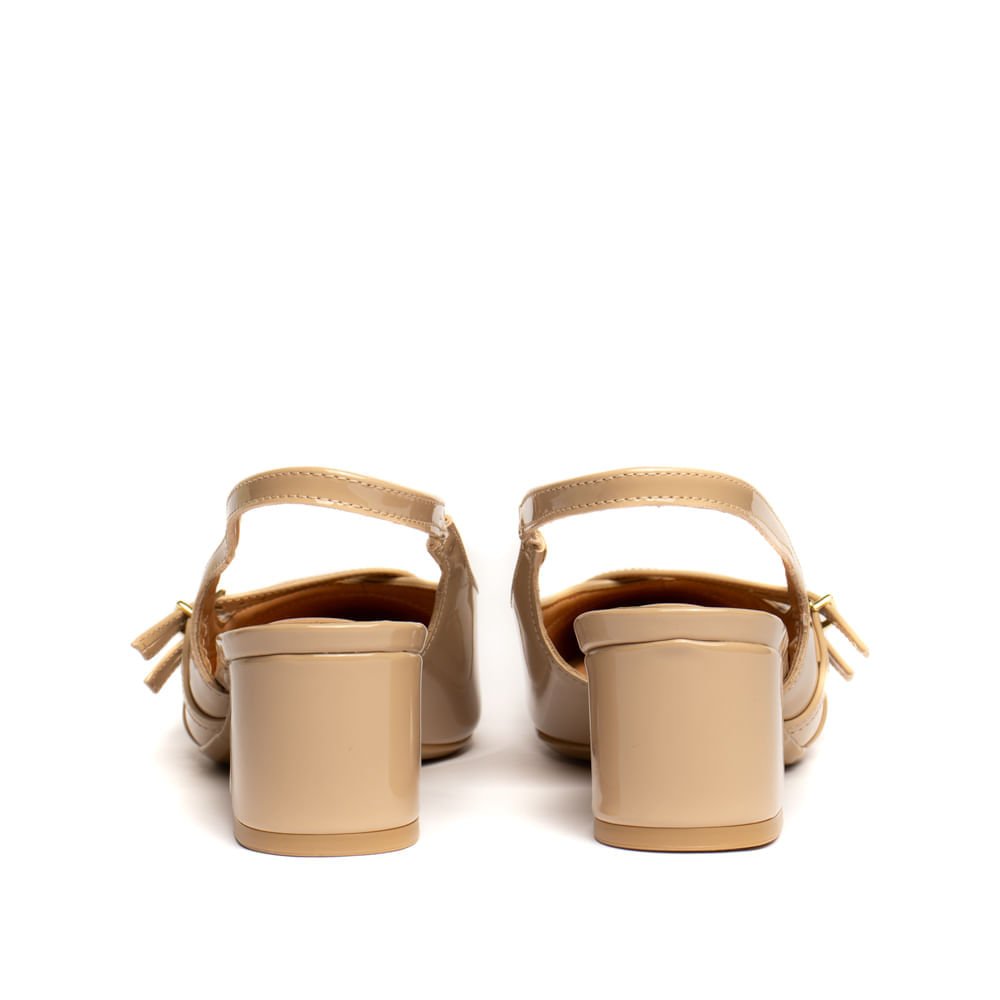 Sapato Feminino Vizzano Fivelas Salto Bloco Verniz Bege Bege 3