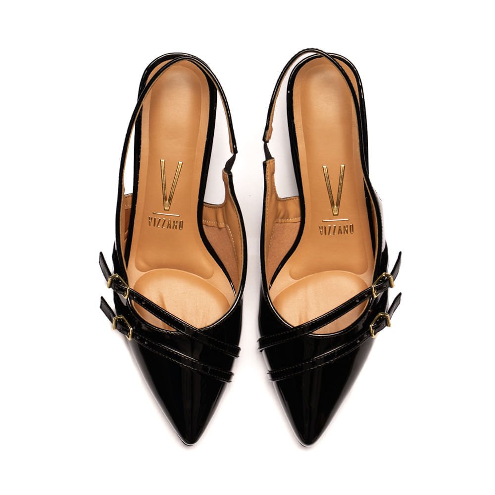 Sapato Feminino Vizzano Fivelas Salto Bloco Verniz Preto Preto 3