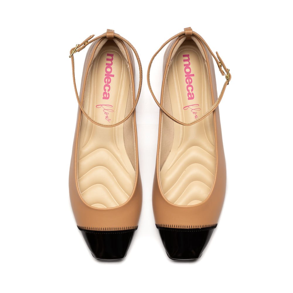 Sapatilha Feminina Moleca Bicolor Nude/preto Bege/Preto 4