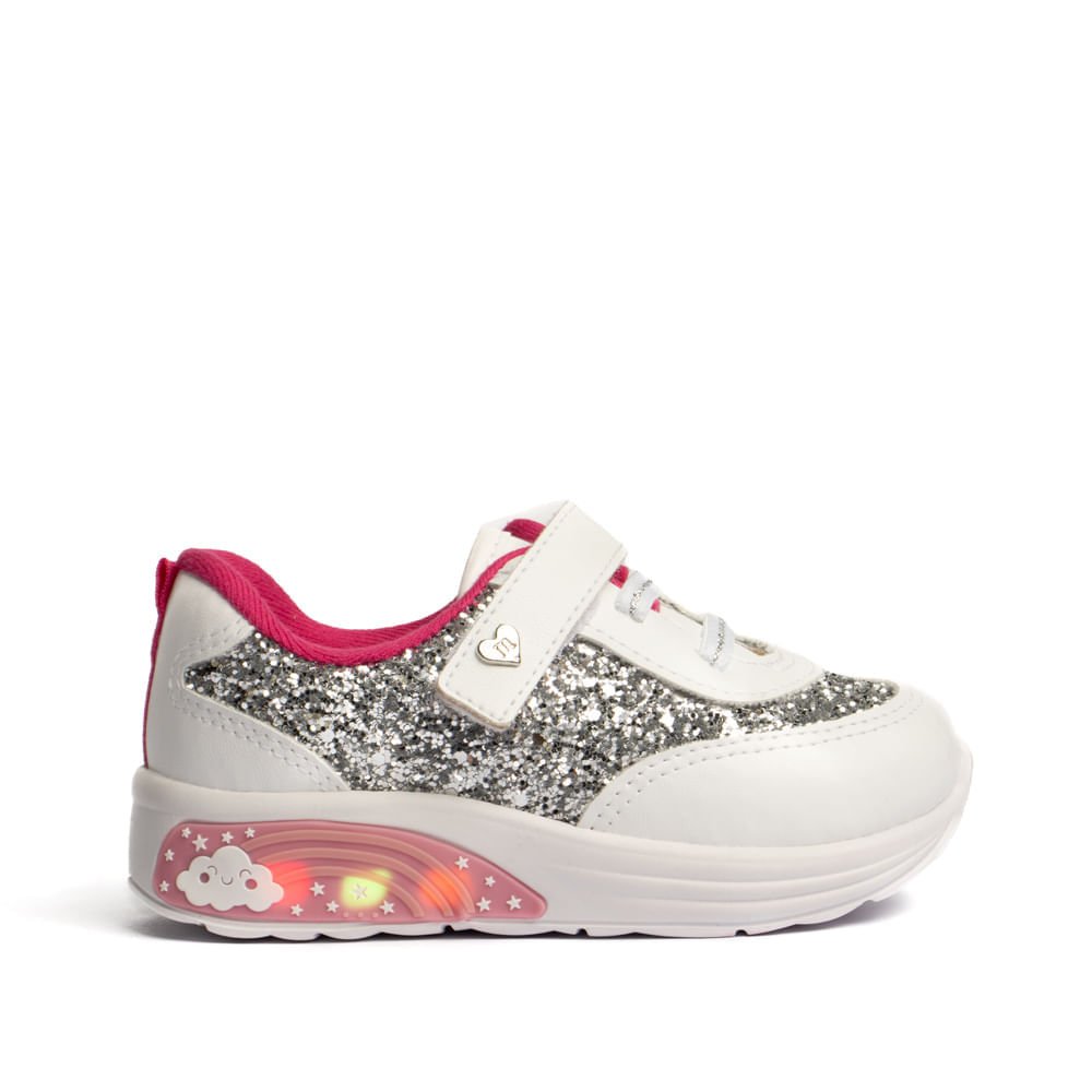 Tênis Infantil Molekinha com Glitter e Led Branco
